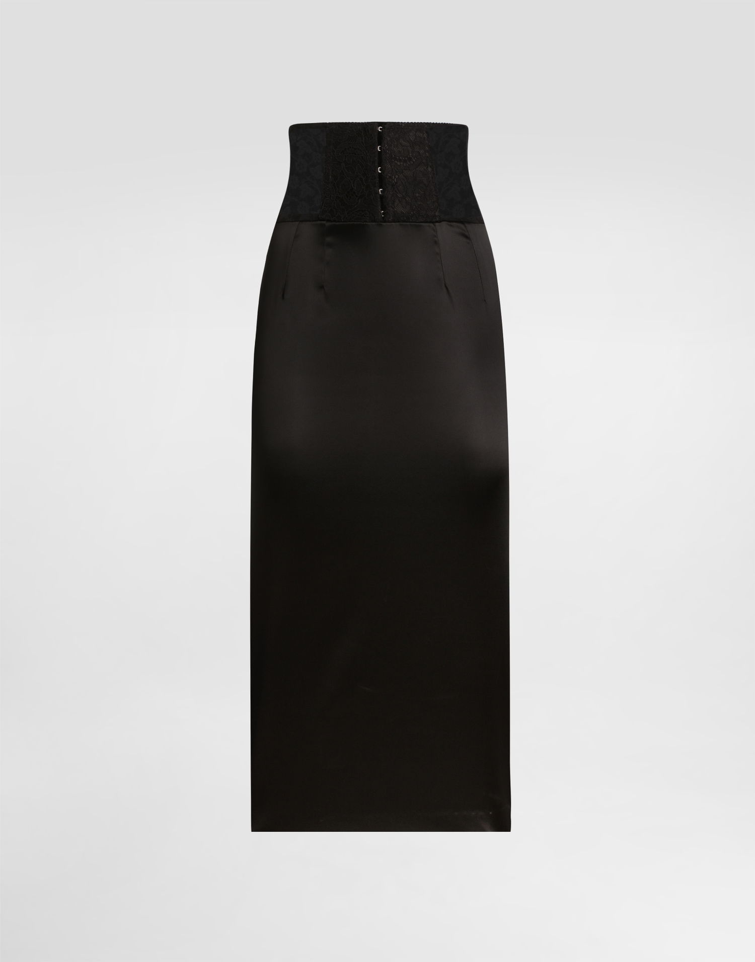 Sukňa Dolce & Gabbana Dolce & Gabbana Satin Calf-Length Skirt with Corset Belt Čierna | F4CI1TFURADN0000, 0