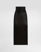 Dolce & Gabbana Satin Calf-Length Skirt with Corset Belt