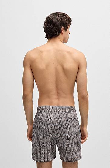 Šortky BOSS Micro-Print Swim Shorts Šedá | 50544338, 1
