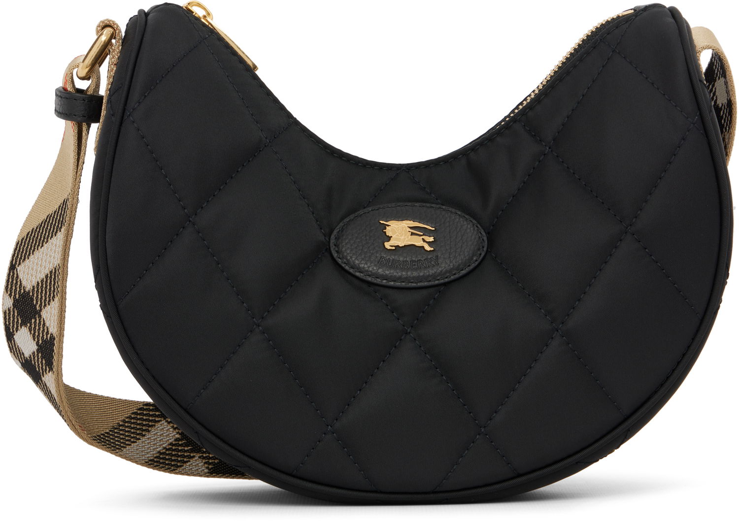 Taška cez rameno Burberry Burberry Quilted Horseshoe Crossbody Bag Čierna | 8111928, 0