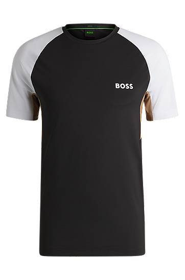 Tričko BOSS BOSS Active Color-Blocked T-Shirt Čierna | 50539114, 0