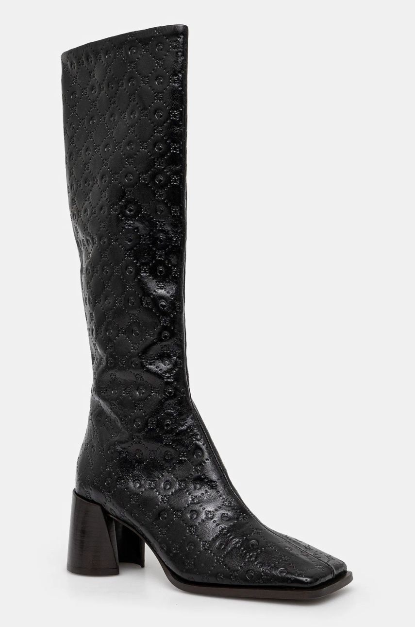 Tenisky a topánky Marine Serre Moonogram Embossed Leather Ms Block High Heel Boots Čierna | WFW038A.CLEA0051, 0