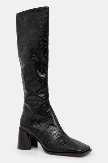 Tenisky a topánky Marine Serre Moonogram Embossed Leather Ms Block High Heel Boots Čierna | WFW038A.CLEA0051, 0