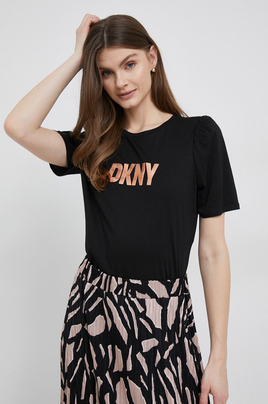 Polo tričko DKNY Gold Foil Tee Čierna | P3AHSOQX, 0