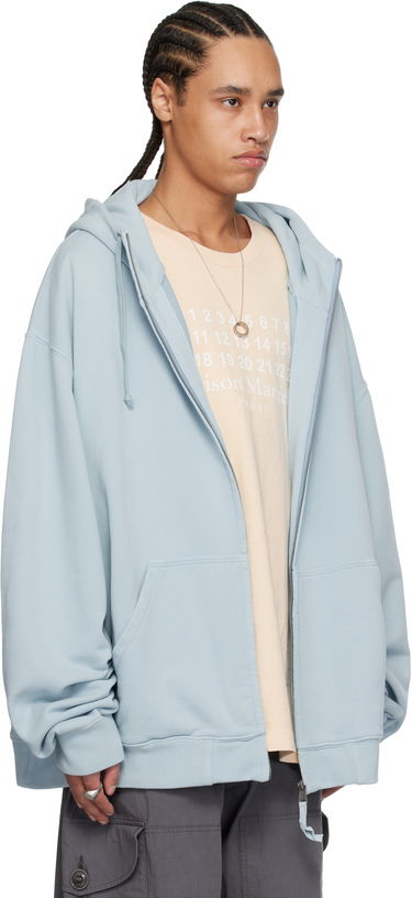 Mikina Maison Margiela Maison Margiela Embroidered Logo Zip-Up Hoodie Modrá | S50HG0047 M25017, 1