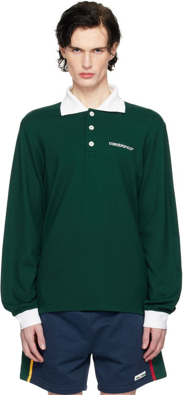 Polo tričko Casablanca Long Sleeve Polo Zelené | MPS25-JTP-270-01, 0