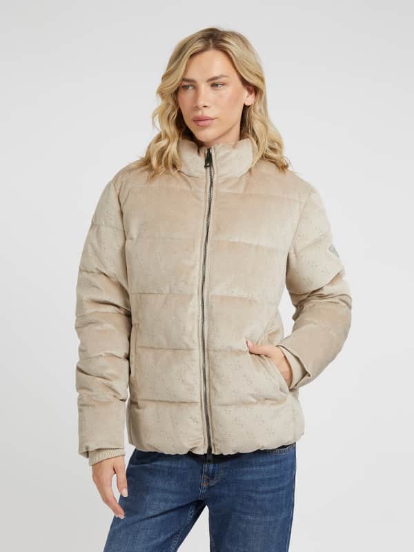 Prešívaná bunda GUESS 4G Logo Velvet Béžová | M3BL30WFP72, 0