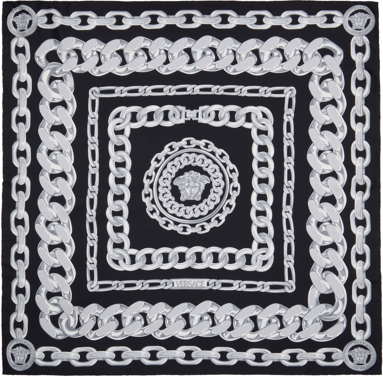 Šál Versace Versace Medusa Chains Large Silk Scarf Čierna | 1001600_1A13762, 0