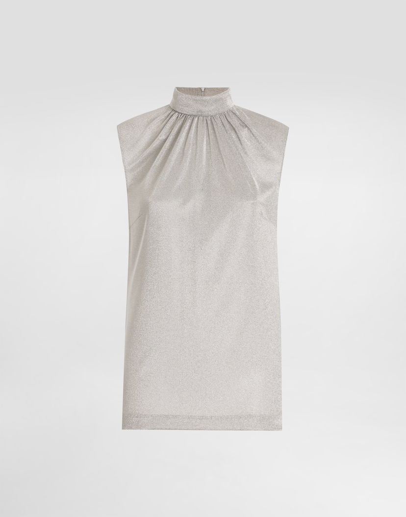 Dres Dolce & Gabbana High-Neck Lamé Jersey Top Metalická | F7BD5THU7WCS0998