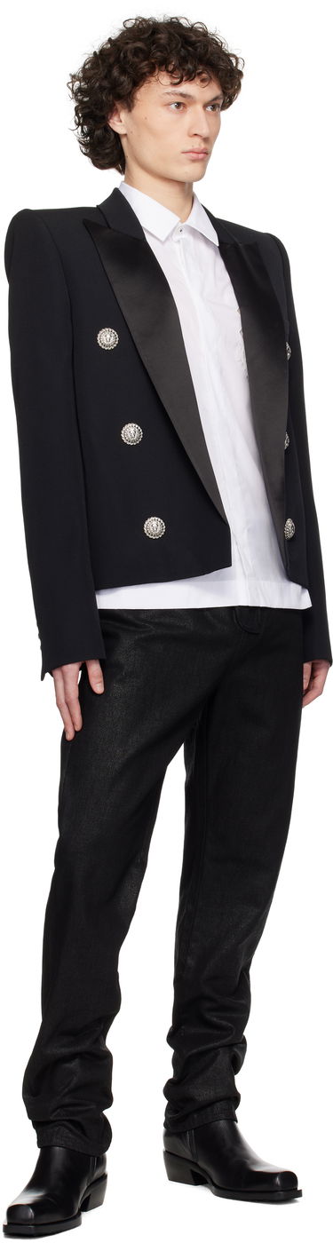 Bunda Balmain Balmain 6 Lion Button Spencer Blazer Čierna | EH0SC195MD02, 3