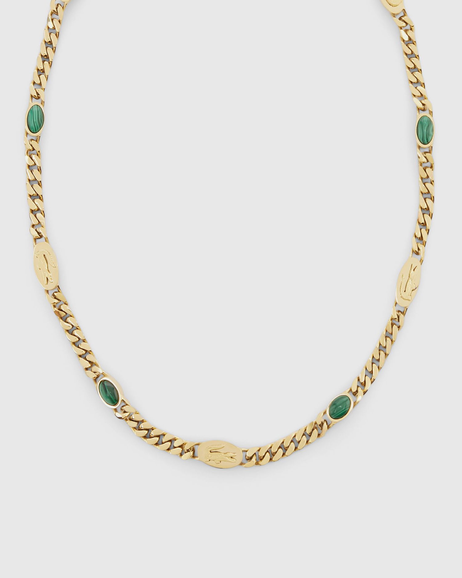 Náhrdelník Lacoste Malachite and Crocodile Embossed Curb Chain Necklace Rôznofarebný | JL127N-712, 0