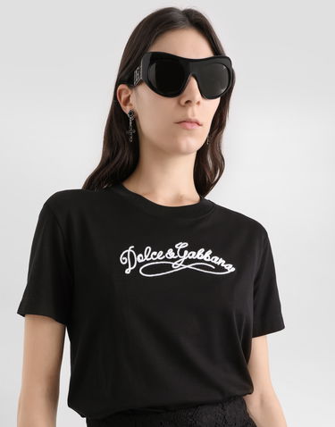 Tričko Dolce & Gabbana Dolce & Gabbana Jersey T-shirt With Embroidery Čierna | F8V42ZGDDL1N0000, 3
