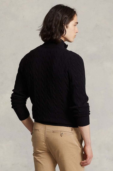 Sveter Polo by Ralph Lauren Cable Knit Quarter-Zip Wool Sweater Čierna | 710876766, 1