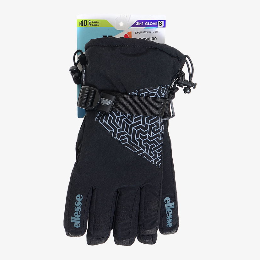 Rukavice Ellesse 3 in 1 Waterproof Geometric Pattern Gloves Čierna | ELEQ193203-01