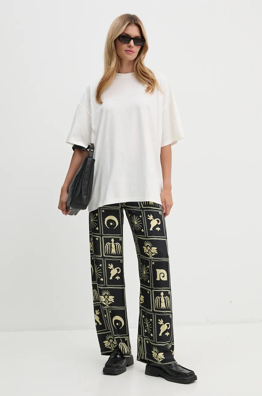 Tričko Nanushka Wren Oversized Cotton T-Shirt Biela | NU24CRSH00400, 1