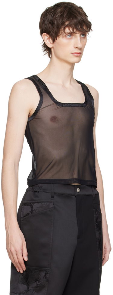 Tielko Feng Chen Wang Black Jacquard Tank Top Čierna | FMS17VS07B, 1