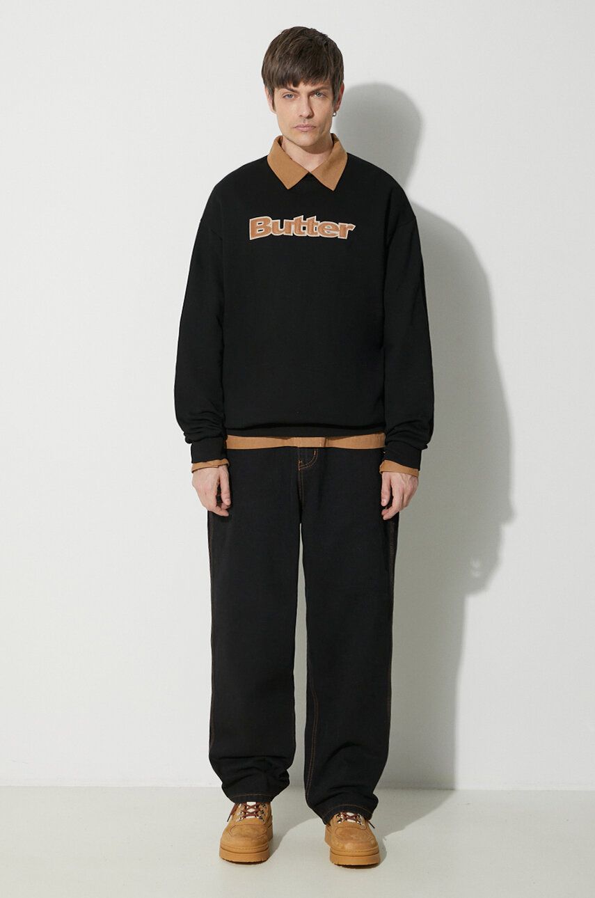 Sveter Butter Goods Crewneck Sweatshirt With Applique Čierna | BGQ423D20904, 1