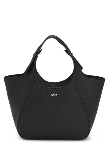 Tote bag BOSS Grained-leather tote bag with logo lettering Čierna | 50552118