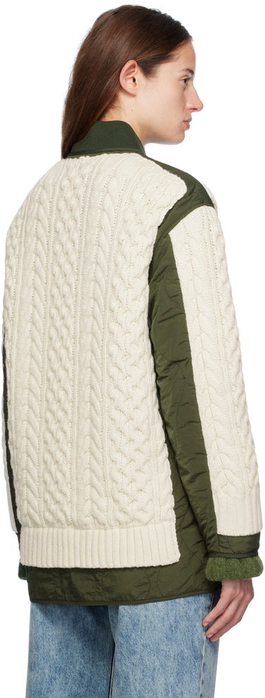 Sveter rag & bone Rag & Bone Winnie Cable Knit Quilted Jacket Zelené | WAW24F20247724, 2