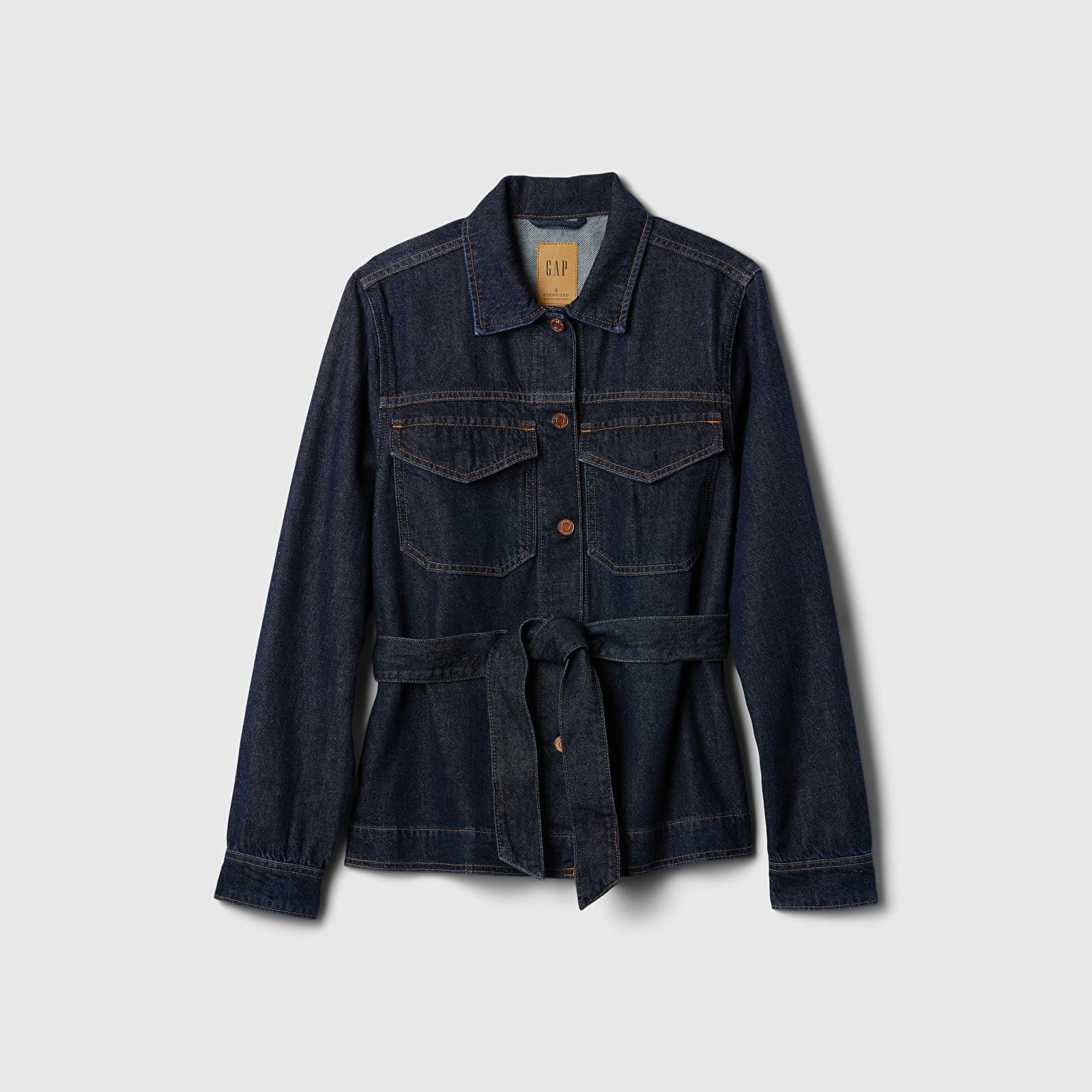 Jacket Belted Featherweight Jacket Dark Wash Indigo L