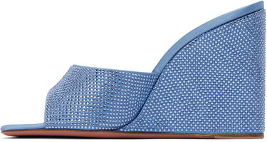 Doplnky Amina Muaddi Amina Muaddi Lupita Crystal Wedge Sandals Modrá | LUPITA CRYSTAL WEDGE SATIN, 2