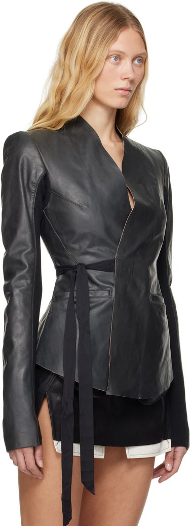 Bunda Rick Owens Rick Owens Hollywood Tamponato Calf Leather Wrap Jacket Čierna | RP01E7749 LTP, 1
