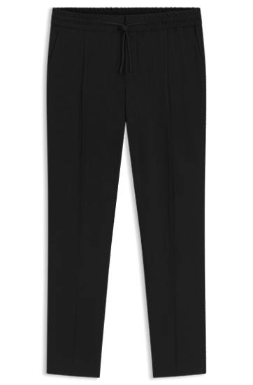Nohavice BOSS Slim-Fit Wool-Blend Twill Trousers Čierna | 50547220, 0