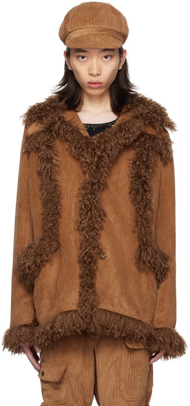 Bunda Anna Sui Anna Sui Faux-Fur Trimmed Corduroy Coat Hnedá | M624V30, 0