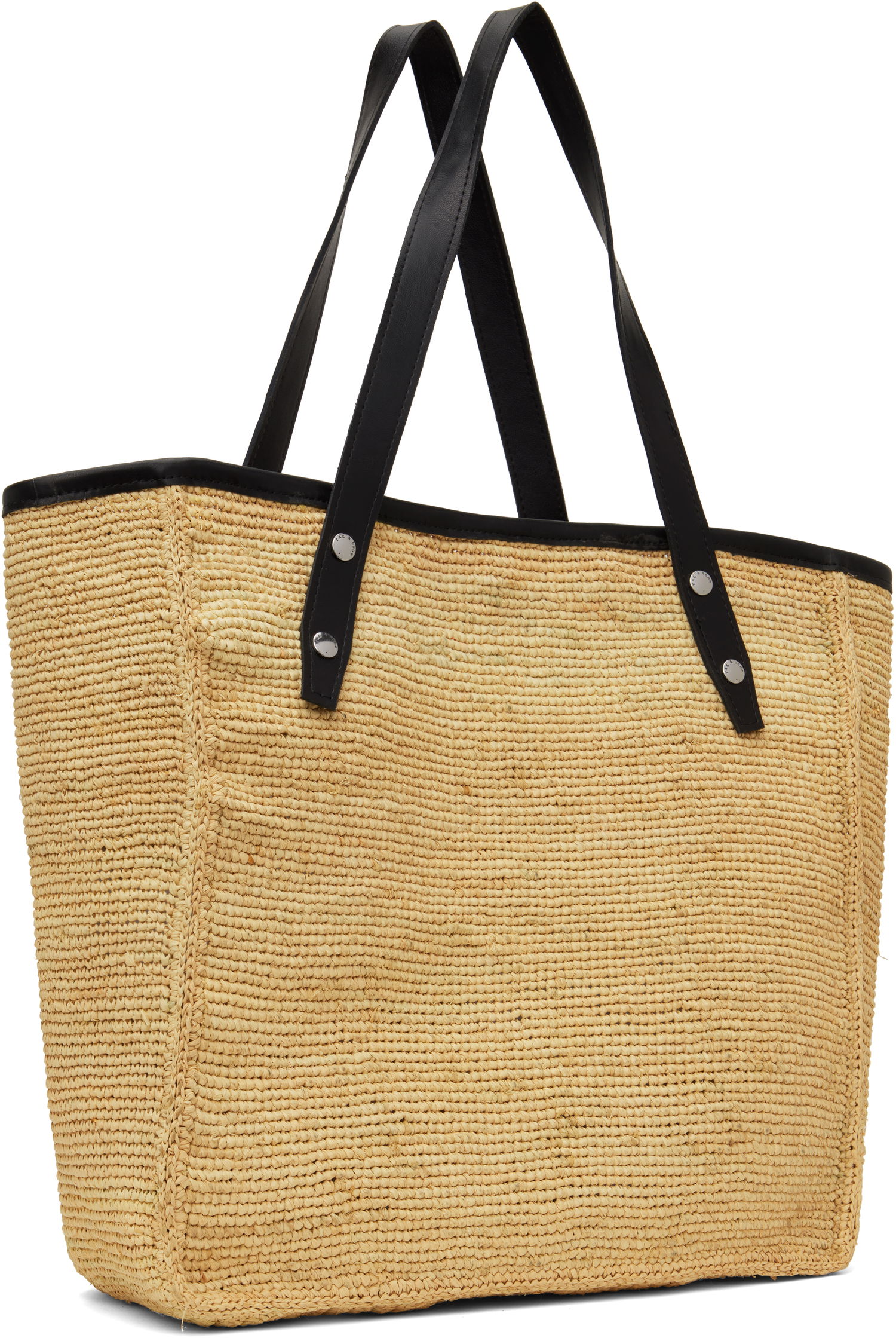 Tote bag rag & bone rag & bone Daily Leather-Trimmed Straw Tote Béžová | WHH24S1004TN04, 1