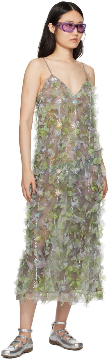 Šaty Anna Sui Anna Sui Floral Appliqué Midi Dress Zelené | 224G70, 3
