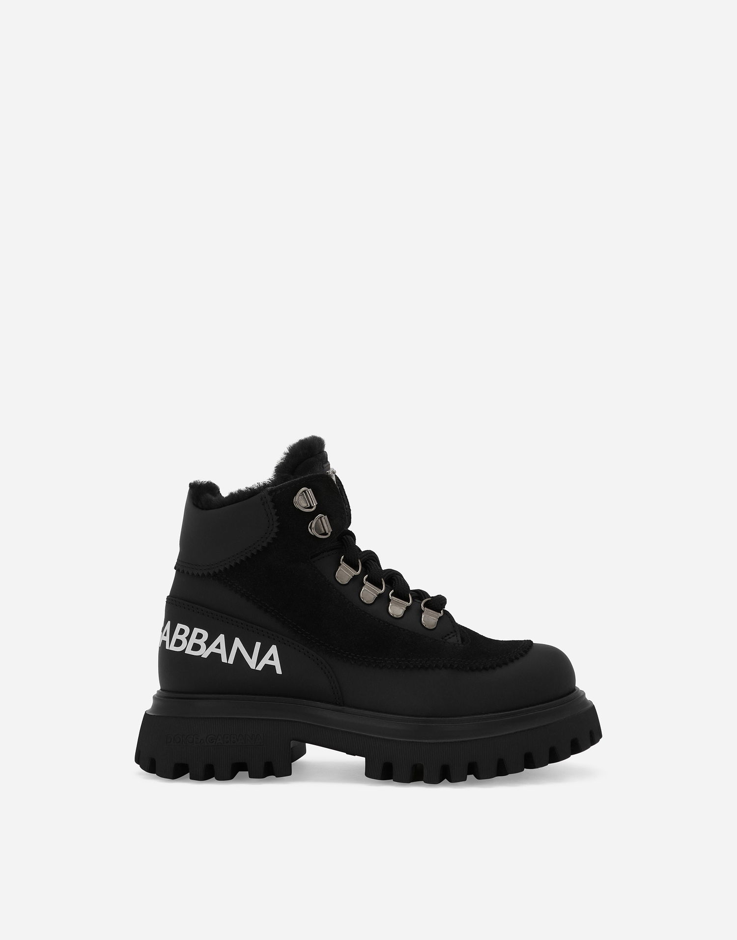 Doplnky Dolce & Gabbana Dolce & Gabbana Nubuck and Calfskin Ankle Boots with Logo Čierna | DA5177AL69680999, 0