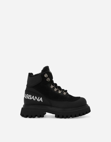 Doplnky Dolce & Gabbana Dolce & Gabbana Nubuck and Calfskin Ankle Boots with Logo Čierna | DA5177AL69680999, 0