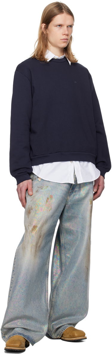Mikina Acne Studios Acne Studios Crew Neck Fleece Sweatshirt Navy | CI0187-, 3