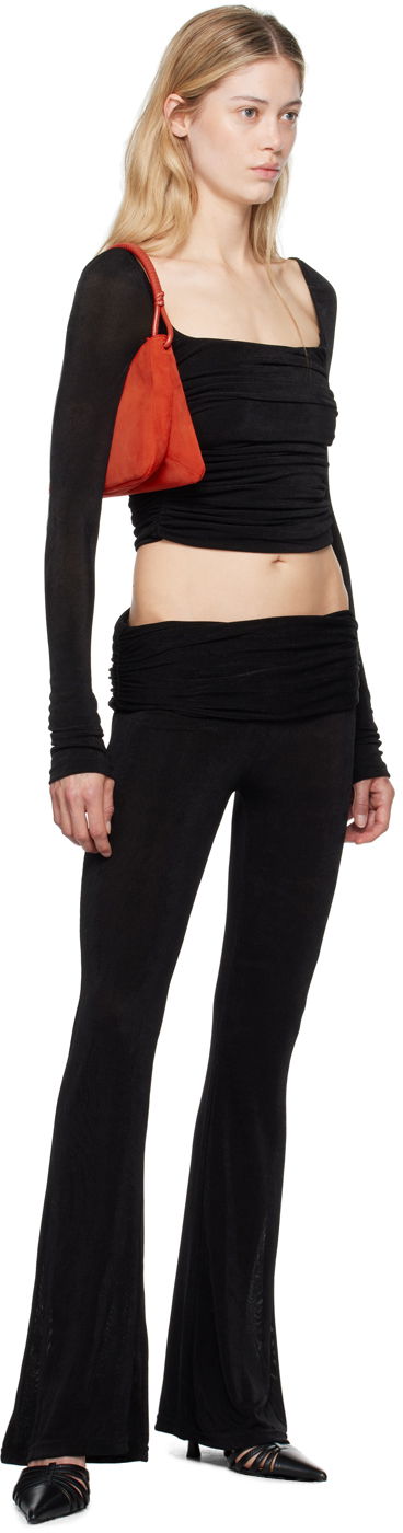 Crop Top GUIZIO Guizio Crisia Ruched Long Sleeve Top Čierna | P24111K066, 3