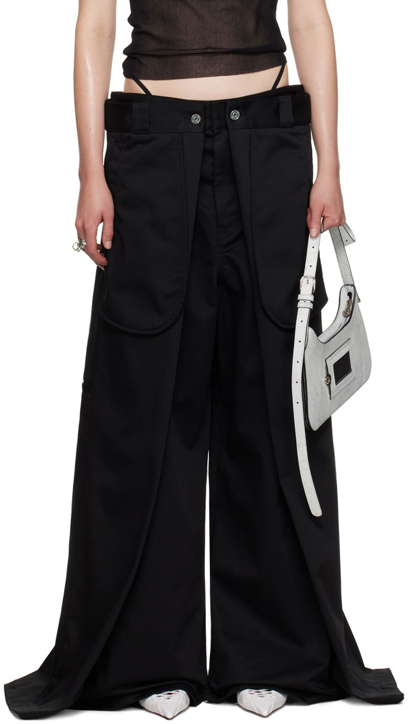 Nohavice Jean Paul Gaultier Oliver Edition 'The Wrap' Wide Leg Trousers Čierna | 24/27-F-PA113P-C048-00, 0
