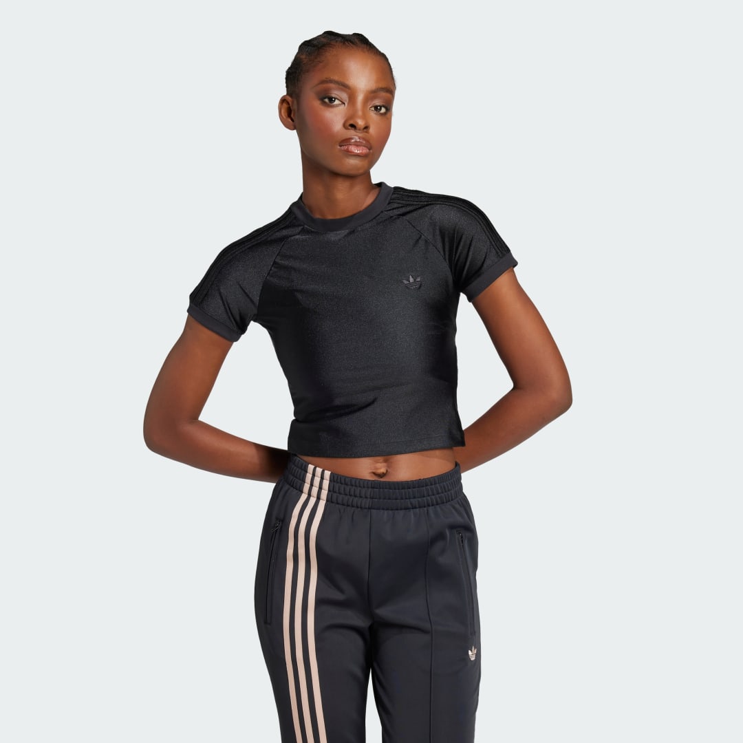 Crop Top adidas Performance 3-Stripes Cali Cropped T-Shirt Čierna | JJ0908, 0