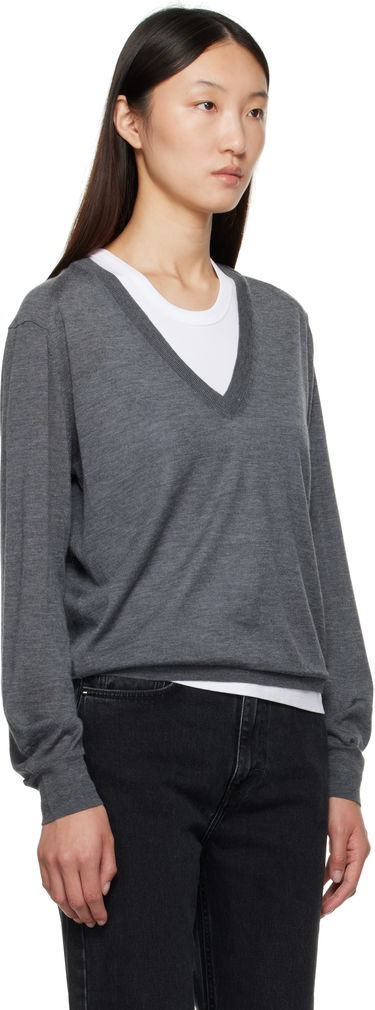 Sveter Loulou de Saison Loulou de Saison Julio Cashmere V-Neck Sweater Šedá | JULIO, 1