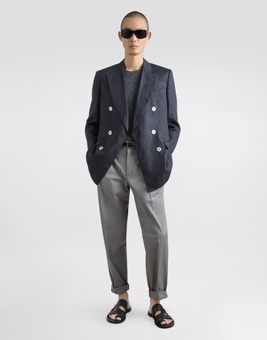 Bunda Dolce & Gabbana Dolce & Gabbana Sicilia Light Double-breasted Linen Canvas Jacket Šedá | G2QS7TFU4MFN9833, 1