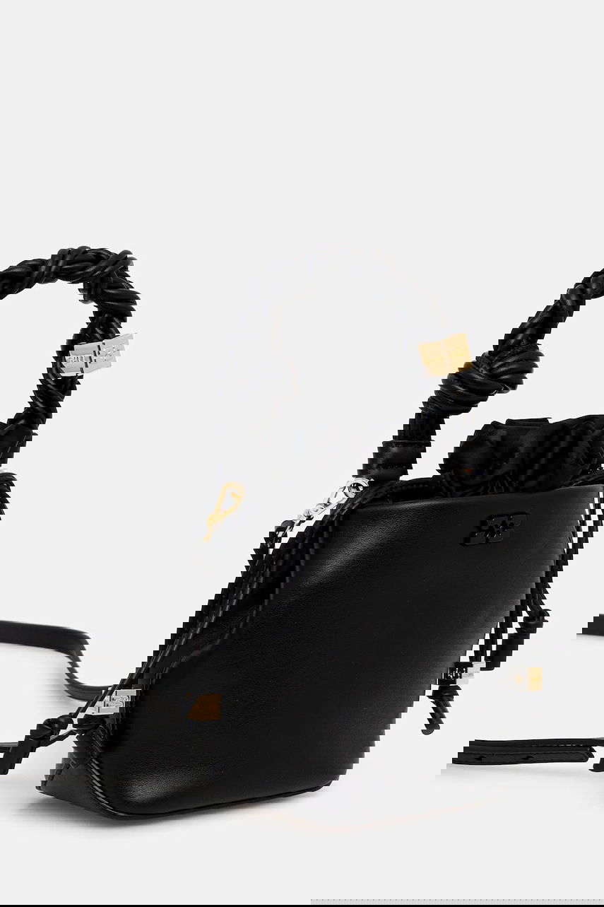 Kabelka GANNI Bou Bucket Mini Braided Handle Drawstring Bag Čierna | A6800., 1