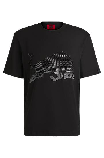 Tričko BOSS HUGO x RB Cotton-Jersey T-Shirt with Degradé Bull Graphic Čierna | 50542775, 0