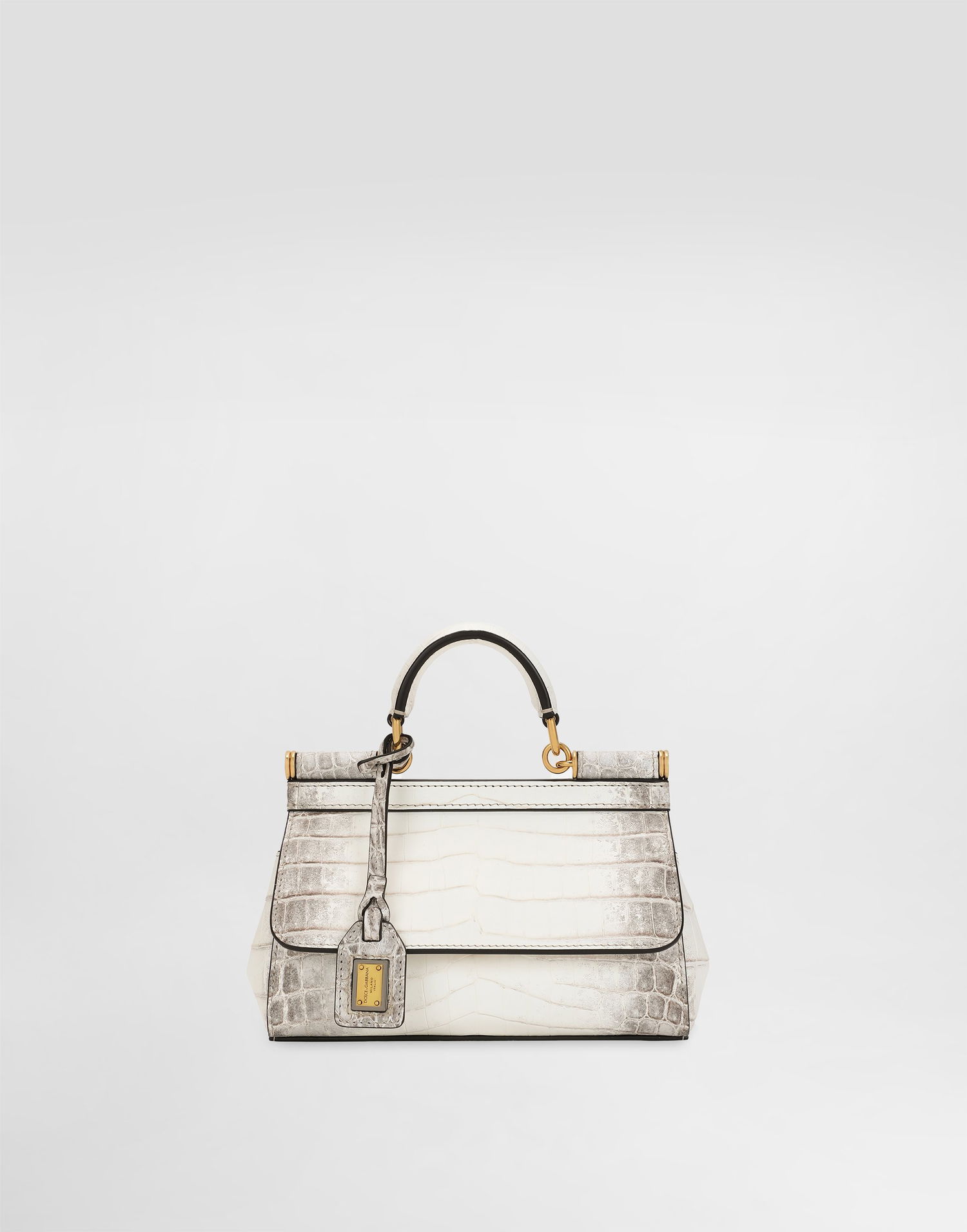 Kabelka Dolce & Gabbana Dolce & Gabbana Elongated Sicily Handbag Himalayan Crocodile Leather Biela | BB7116B2EM180001, 0