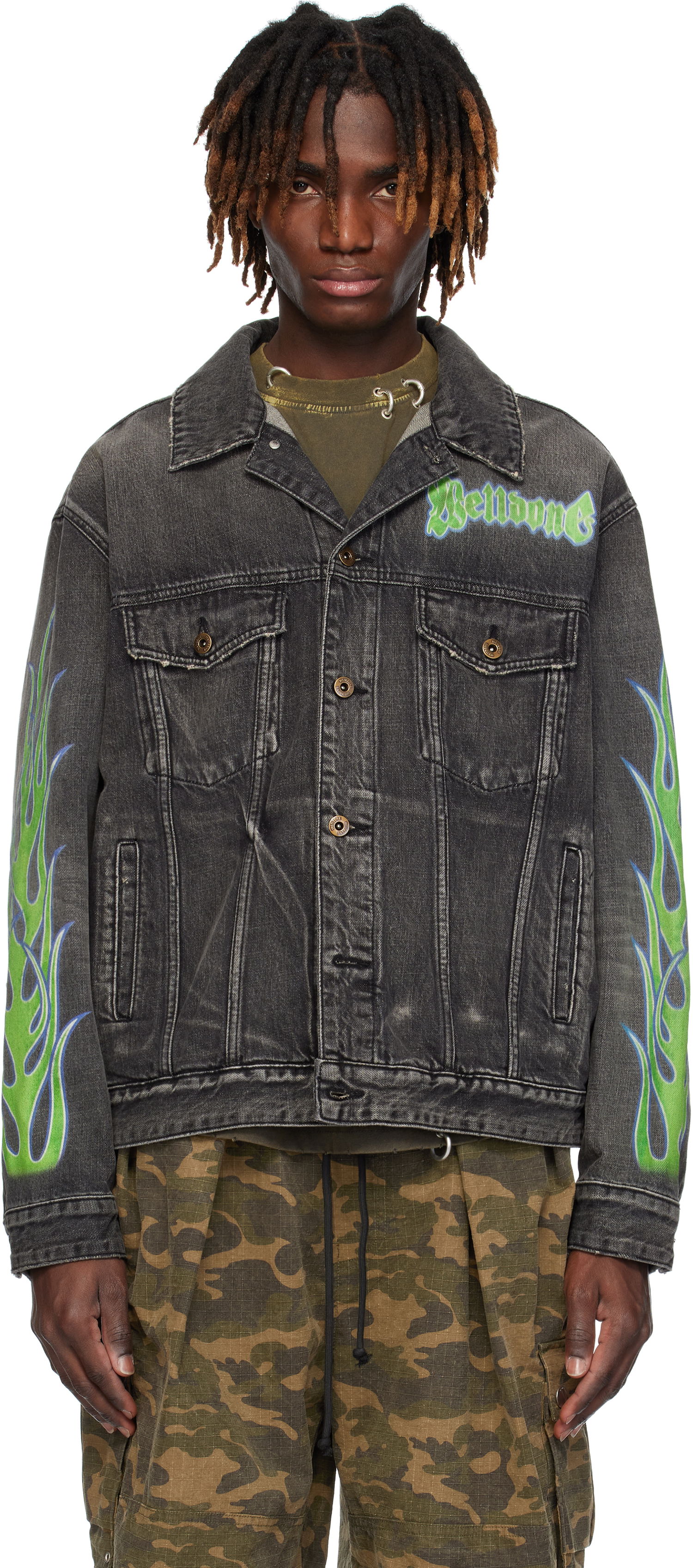 Bunda We11done We11done Blaze Logo Denim Jacket Čierna | WD-DJ0-25-318-U-BK, 0