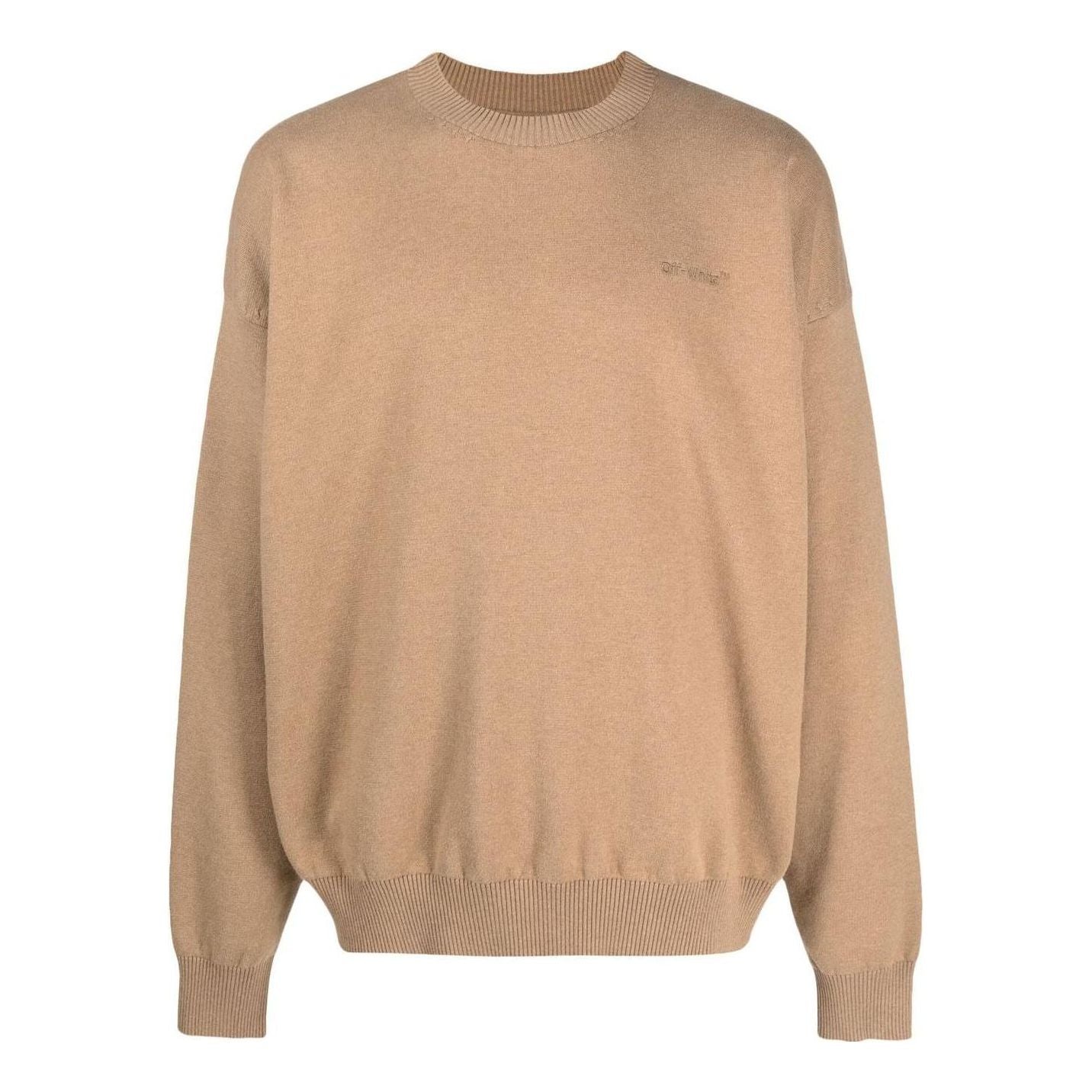 Sveter Off-White Off-White Logo Embroidered Knit Jumper Béžová | OMHE138F22KNI0016262, 0
