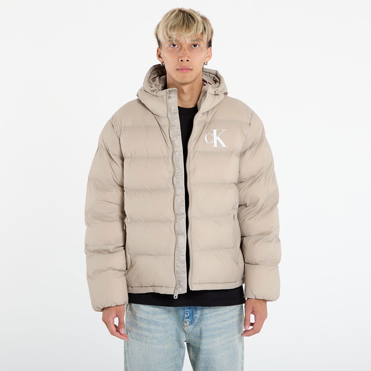 Prešívaná bunda CALVIN KLEIN Calvin Klein Jeans Ls Nylon Monogram Puffer Jacket Béžová | LV04RD528G RAK, 0