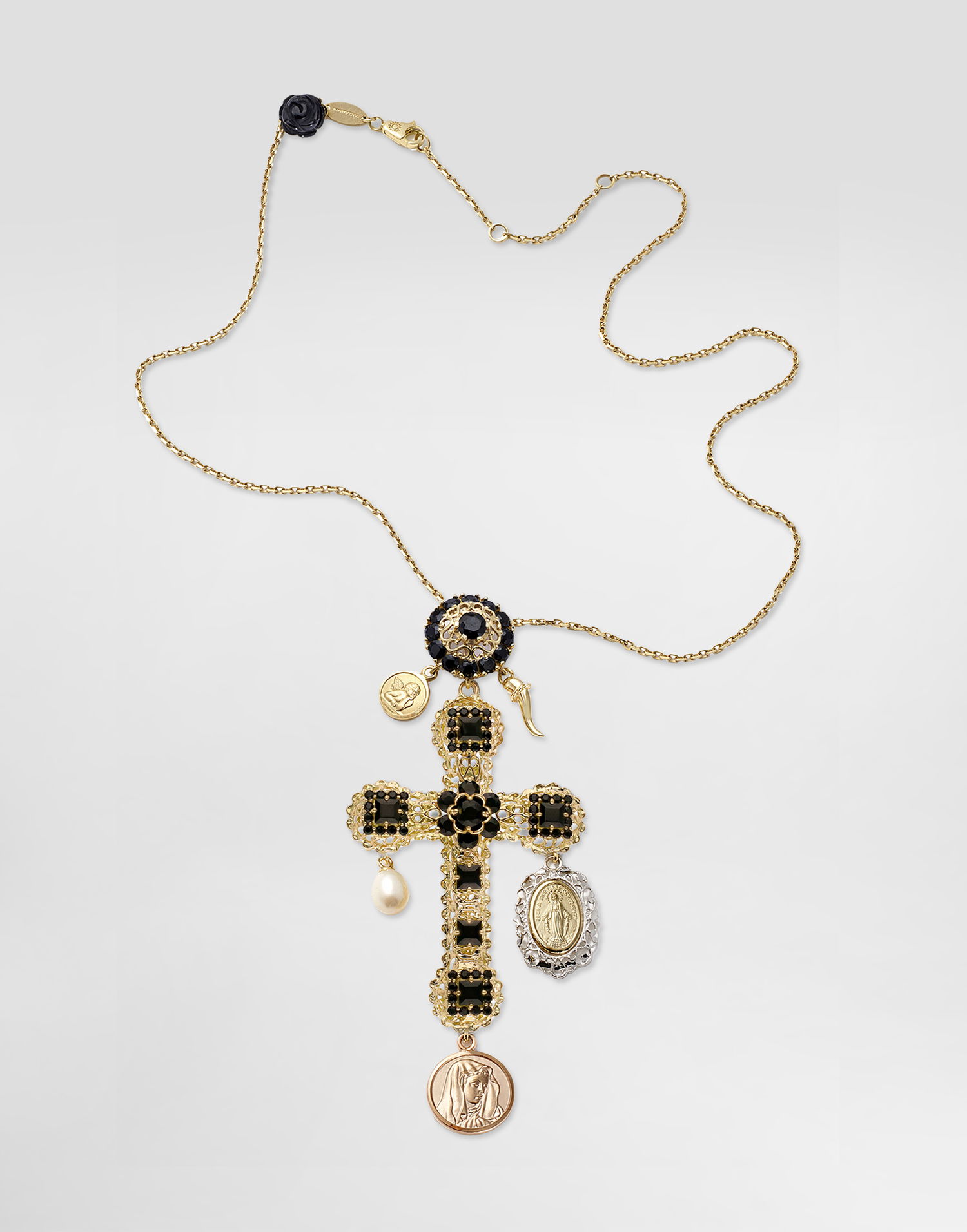 Náhrdelník Dolce & Gabbana Dolce & Gabbana Sicily 18K Gold & Black Sapphire Cross Pendant Necklace Rôznofarebný | WADC1GWSLE1ZOO00, 0