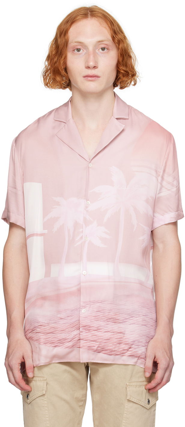 Košeľa Balmain Postcard Print Shirt Ružová | DH1HN110VF36, 0
