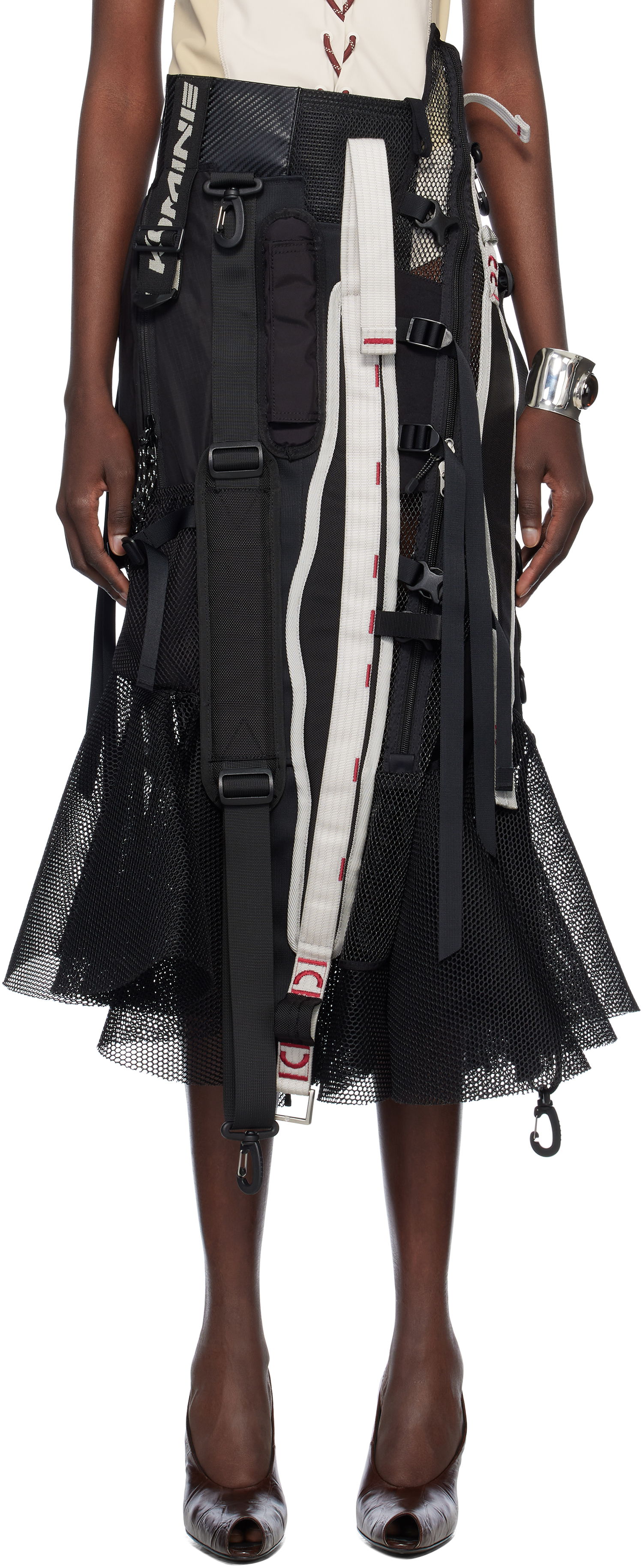 Sukňa Junya Watanabe Junya Watanabe Multi Fabrics Mix Midi Skirt Čierna | JO-S016-051-1, 0