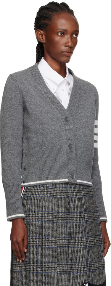 Sveter Thom Browne Thom Browne Intarsia Geese 4-Bar V-Neck Cardigan Šedá | FKC657A-Y1029, 1