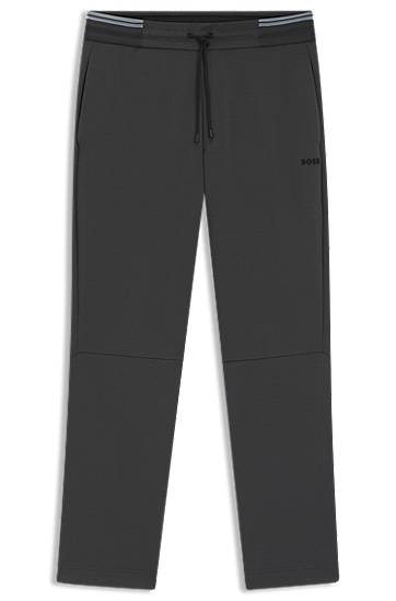 Tepláky BOSS BOSS Cotton-Blend Tracksuit Bottoms with Striped Waistband Čierna | 50545246
