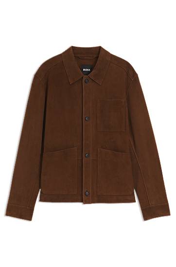 Bunda BOSS Regular-Fit Suede Jacket Hnedá | 50543204, 0